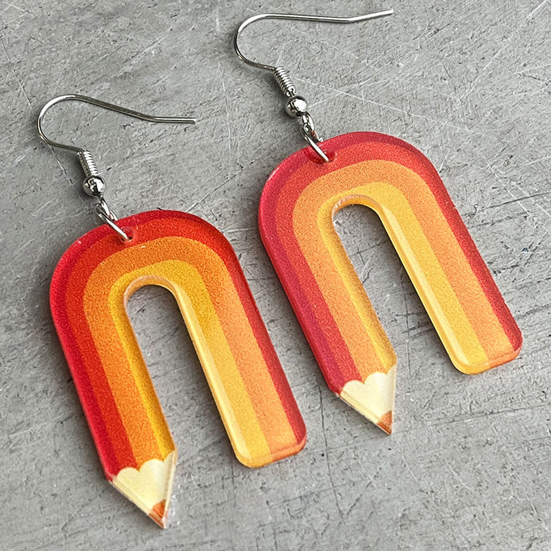 Wholesale 2pcs Teachers Colored Pencil Art Acrylic Earrings